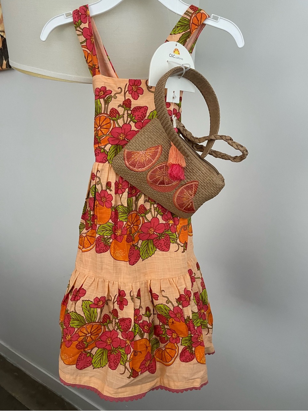 NWT C&C California Fruit Print Dress w/headband & clutch